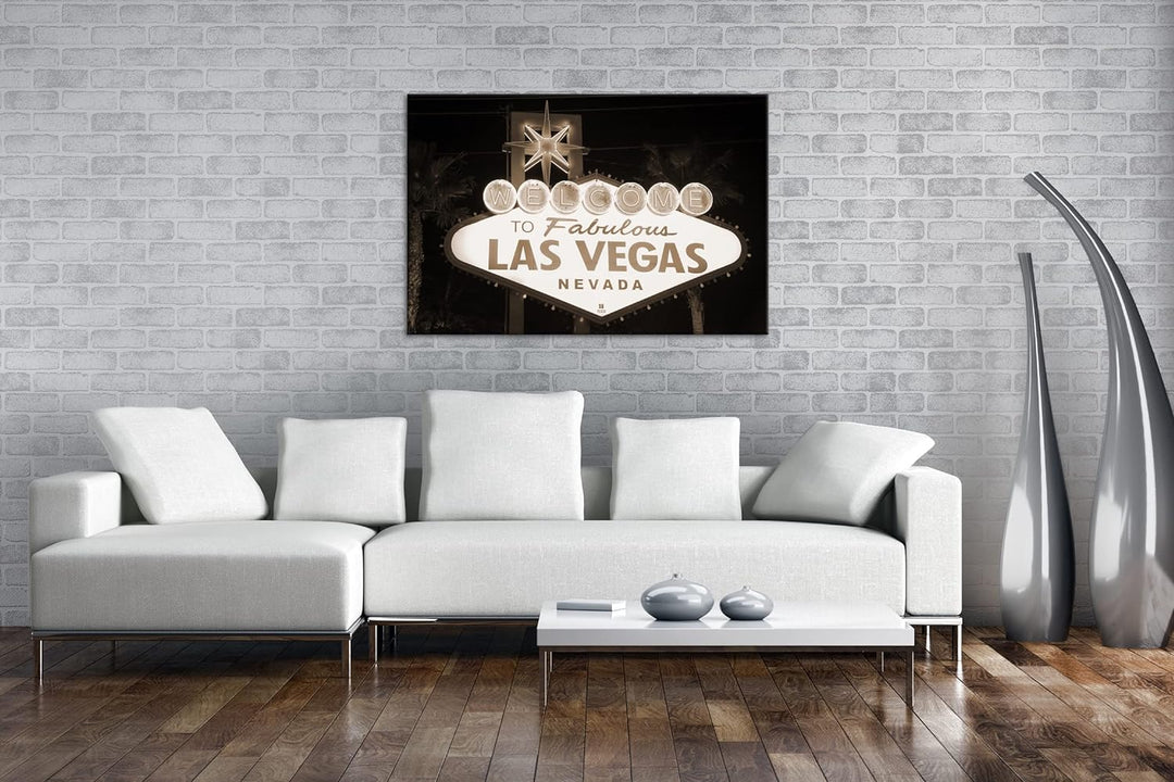 deyoli Las Vegas Strassenschild Format: 80x60 Effekt: Sepia als Leinwandbild, Motiv fertig gerahmt a
