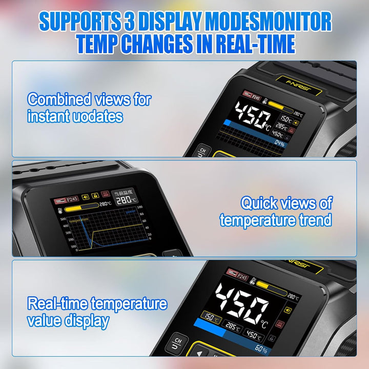 DWS-200 Lötstation Profi Lötkolben Station Set 100-450°C Keramikheizelement LCD-Display für Elektron