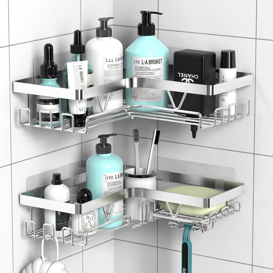 Kegii Duschablage Ecke, Duschregal ohne Bohren Edelstahl, Badezimmer Regal, Shampoo Halterung für Du