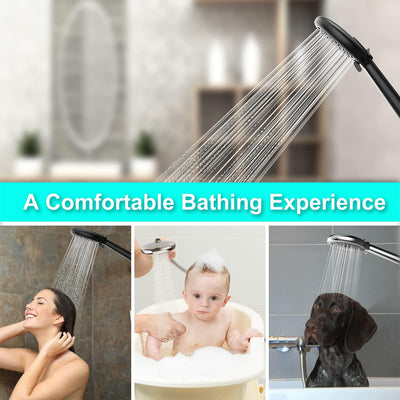 HONBOO Duschkopf mit Wasserstop, Grossem Brausekopf Dusche mit Duschkopf Absperrventil, Handbrause m