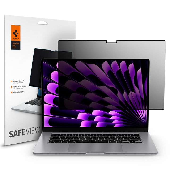Spigen SafeView Magnetischer Blickschutzfilter für MacBook Air 15 Zoll (M2, 2023), Sichtschutzfilter