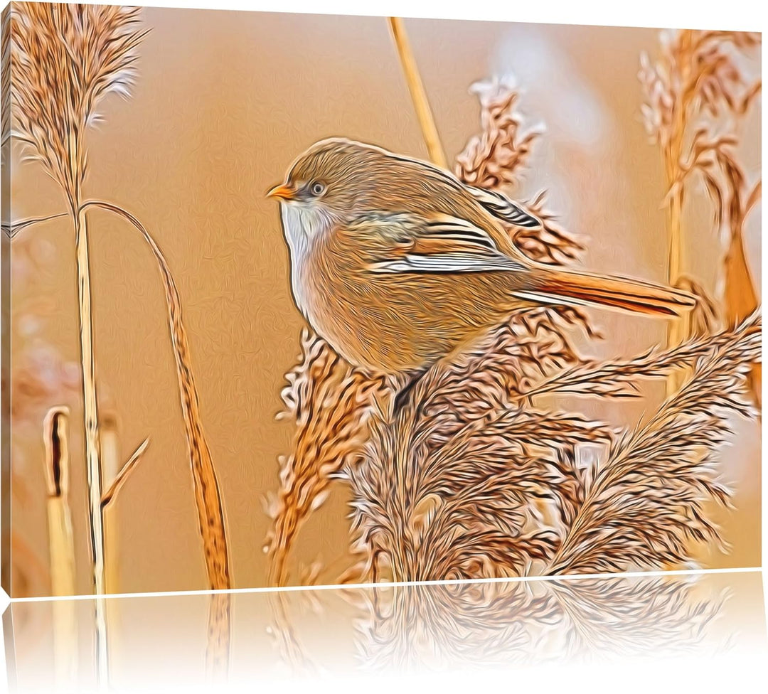 kleiner Vogel auf Weizen NewArt Format: 100x70 cm auf Leinwand, XXL riesige Bilder fertig gerahmt mi