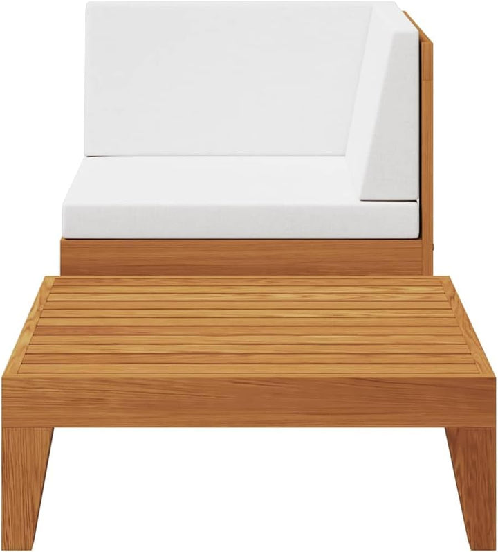 vidaXL Akazienholz Massiv Gartenmöbel 2-TLG. mit Auflagen Ecksofa Tisch Sofa Lounge Sitzgruppe Garte