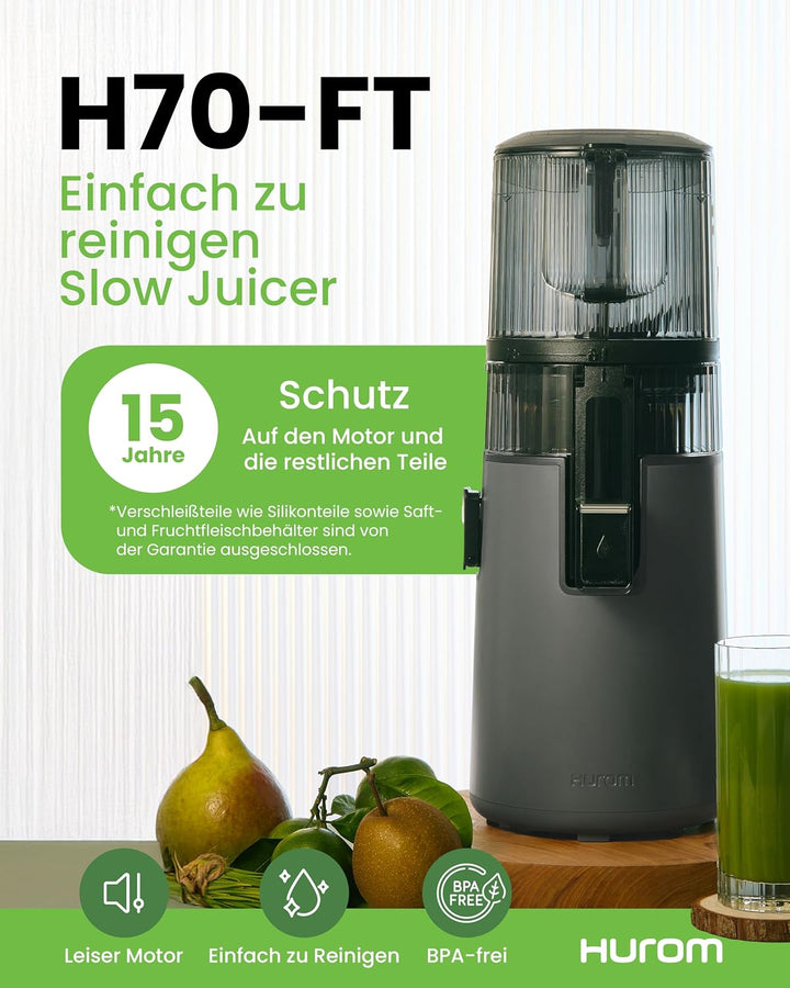 Hurom H70FT Neuer Slow Juicer | Elektrische Kaltpresse | Entsafter für Gemüse &amp; Obst | 1.8L Kapazitä