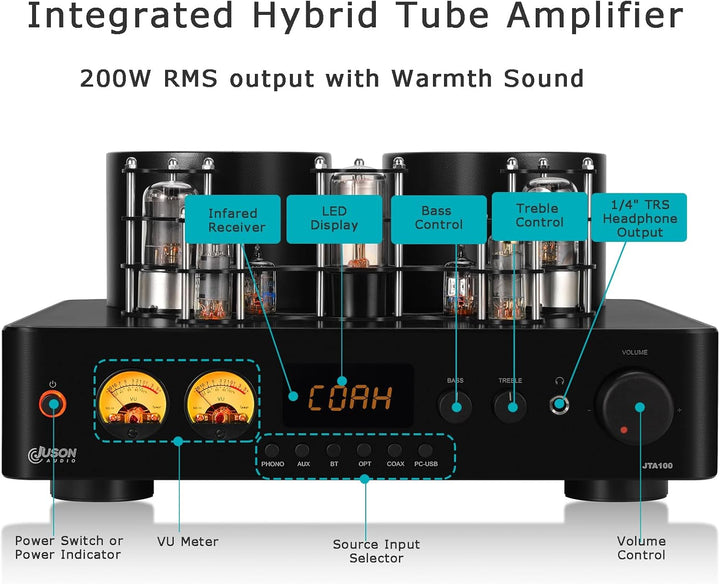 Juson Audio JTA100 200W Vakuum röhrenverstärker Integrierter Hybrid Mit BT 5.0 Optisch AUX RCA Phono