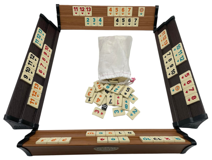 Generisch OkeyKub-Premium Rummy, Rommé, Okey Set aus zweifarbigem Holz mit Stabiler Tragetasche