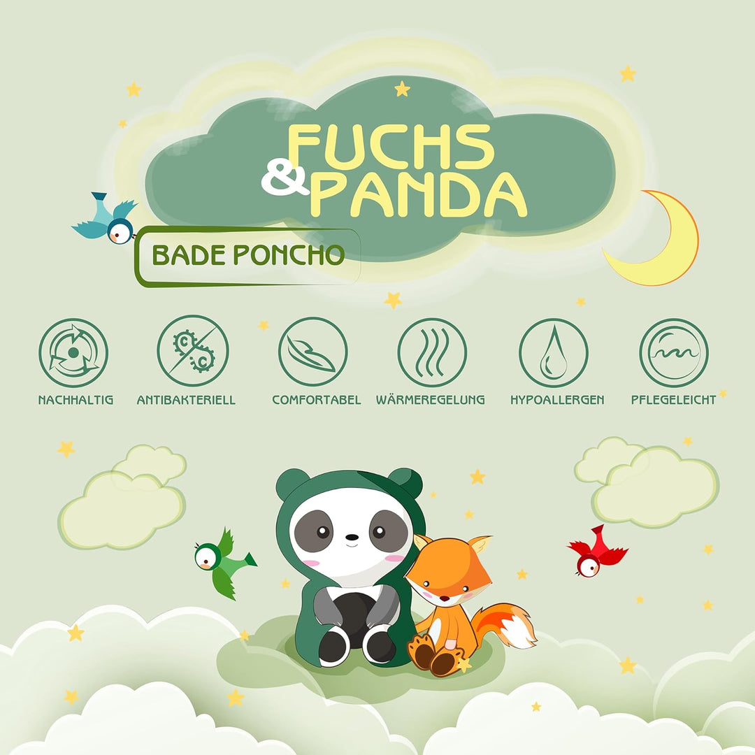 Fuchs&Panda® Badeponcho Kinder EXTRA warm, weich & kuschelig (100% Bambus) | Badeponcho Baby | Handt