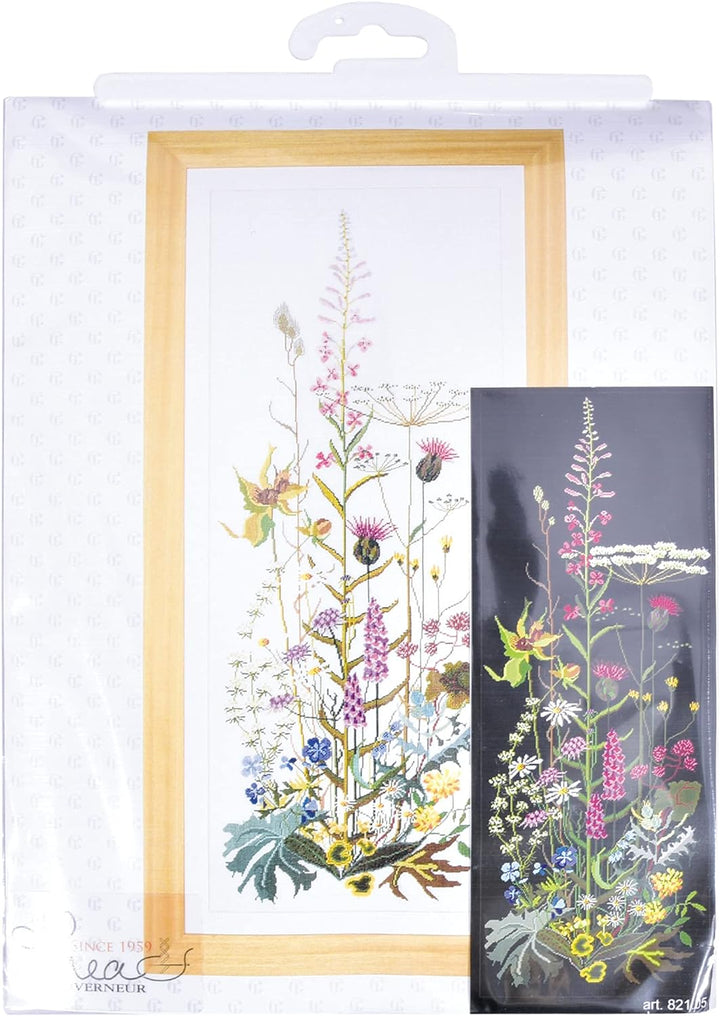 Thea Gouverneur - Kreuzstich-Set - Wildblumen - Aida Schwarz - 18 Count - Für Erwachsene - 821.05 82