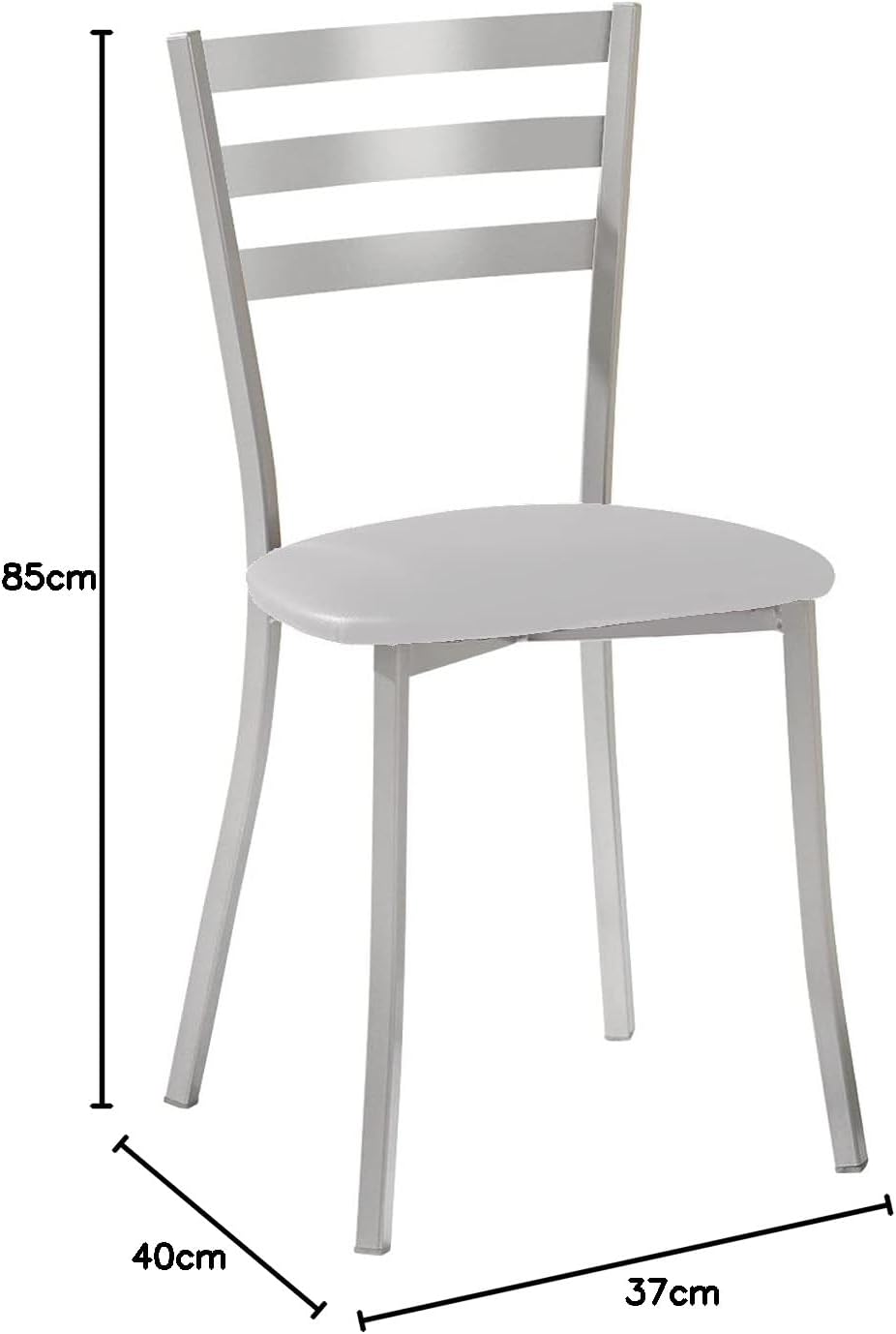 ASTIMESA SCRRGR Zwei Küchenstühle, Kunstleder,Metall, grau, Altura de asiento 45 cms
