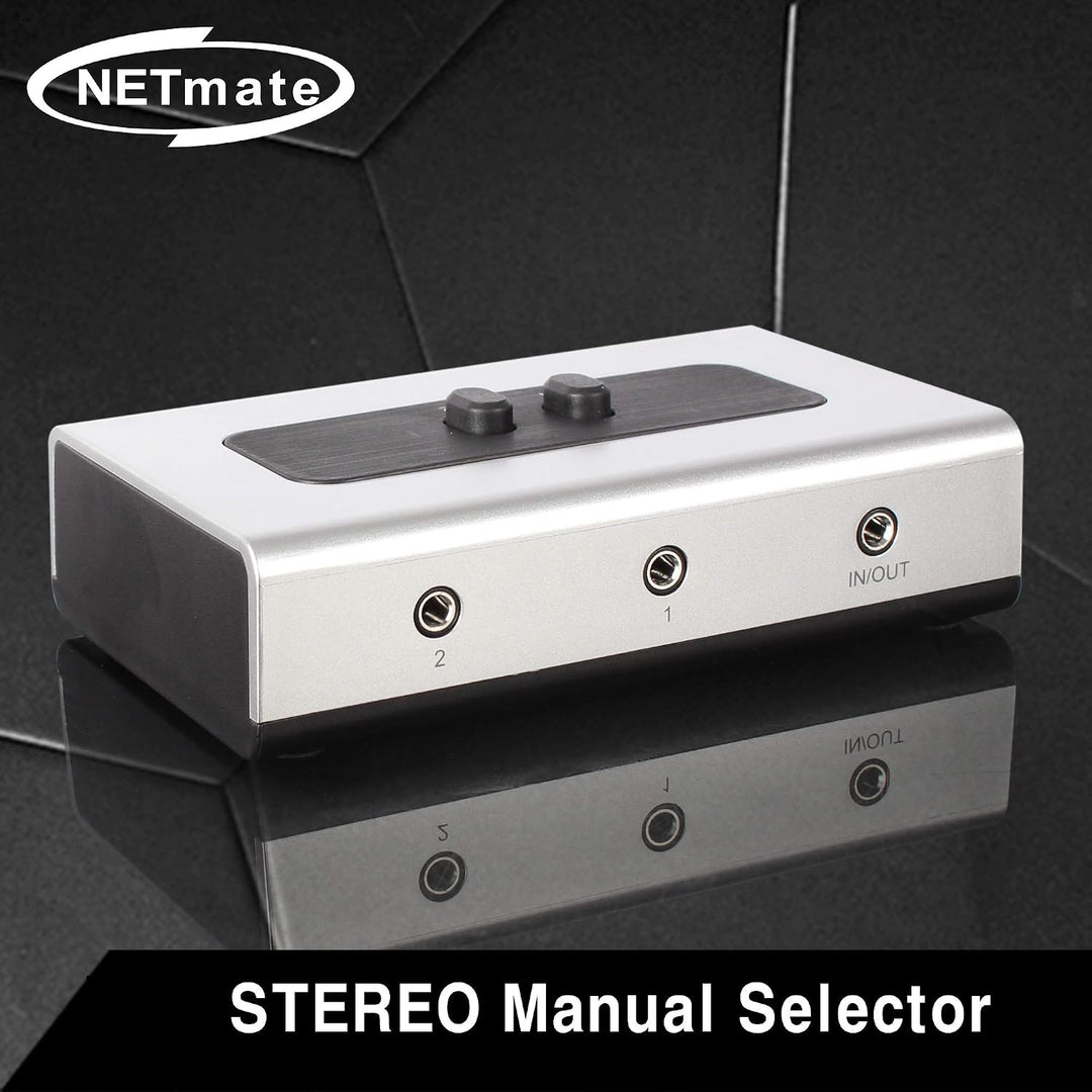 NETmate 2 Port 3,5 mm Stereo Manuelle Schaltbox AUX Audio Lautsprecher Selektor (Wandbefestigungsloc