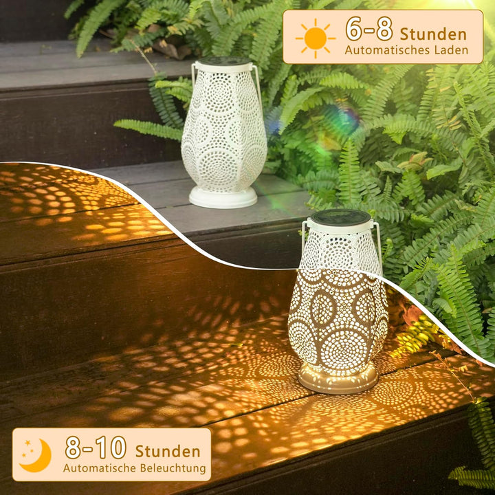 JOYCREATOR 2 Stück Solarlampen für Aussen Garten, IP65 Wasserdichte Solarlaterne für Aussen Hängend
