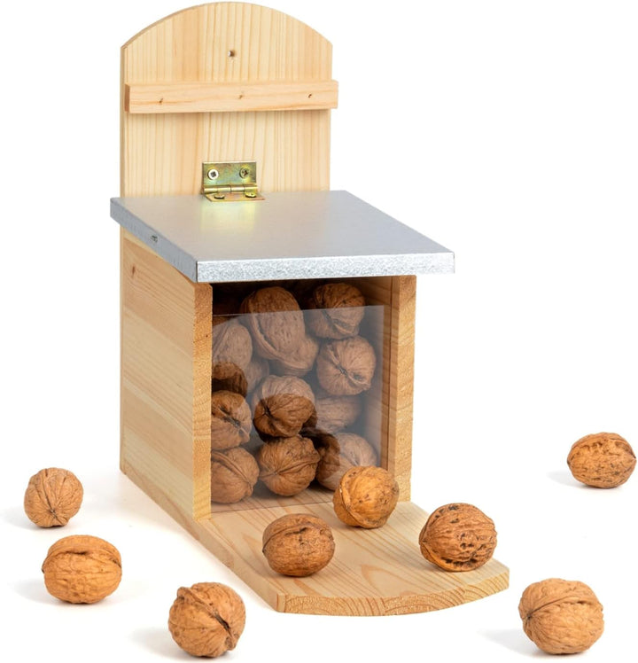 VOSS.garden Eichhörnchen Futterstation, grosse Sitzplatte, Futterhaus witterungsbeständig