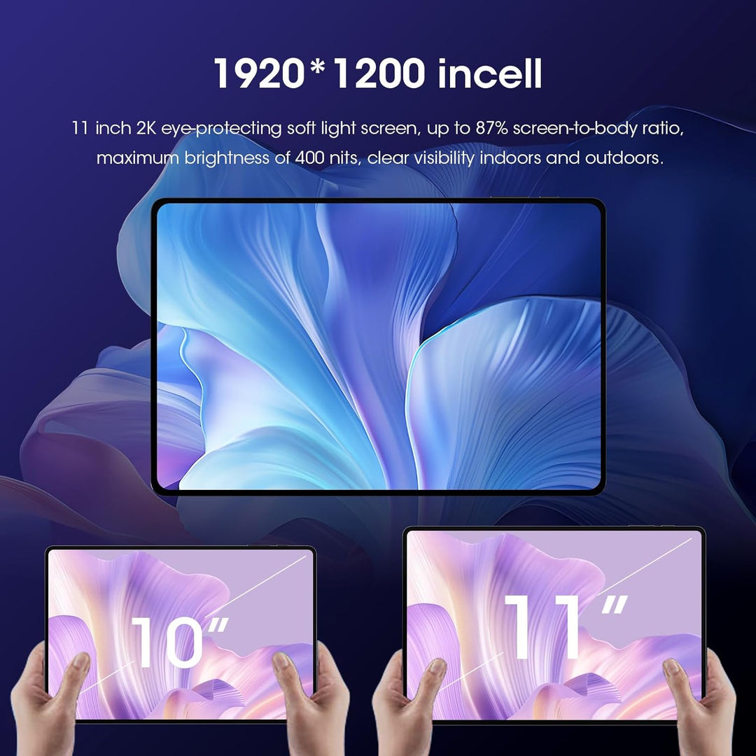 CWOWDEFU Tablet 11 Zoll Android 14,FHD+incell Display,12GB+128GB(1TB TF) Gaming, Octa-Core,7000mAh/1