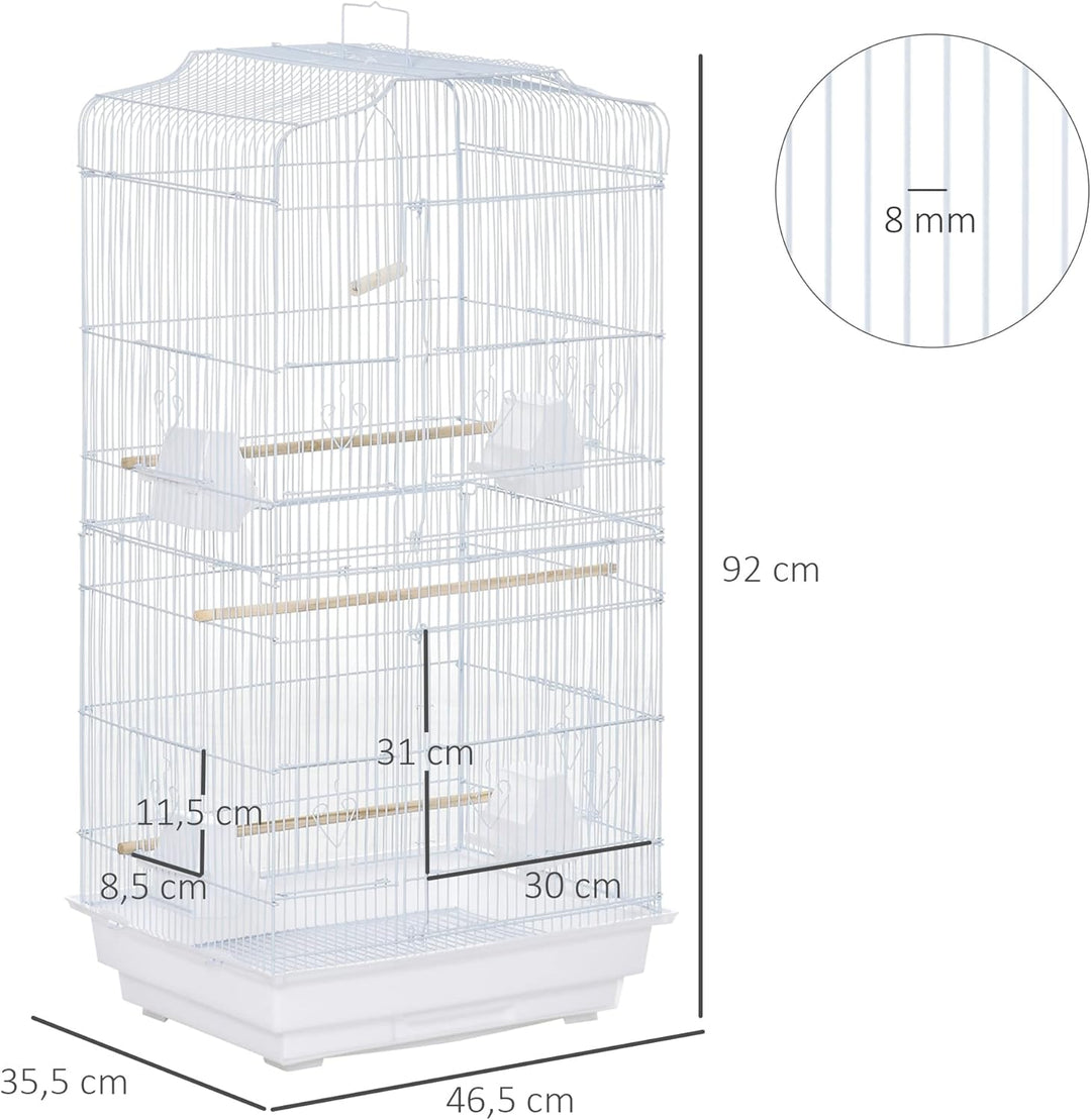 PawHut Vogelkäfig Vogelhaus Vogelvoliere Wellensittich Vogelbauer mit ausnehmbarer Bodenschale Weiss
