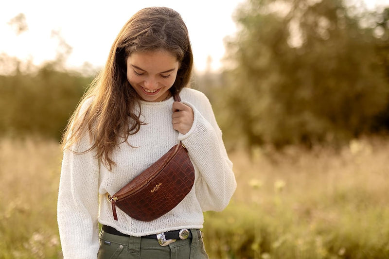 Gusti Gürteltasche Leder - Annabelle Damen und Herren Gürteltasche Bauchtasche Handtasche Ledertasch