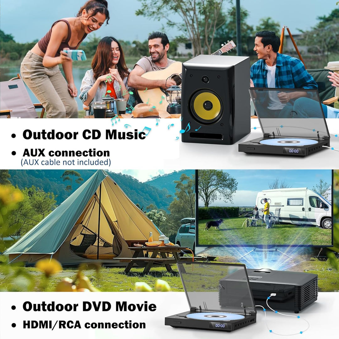 Mini-DVD-Player für TV, Multi-Regionen-DVD-Player USB, CD, MP3-Wiedergabe | 1080P HD Upscaling, Spei