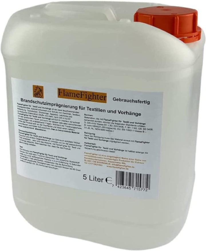FlameFighter - 5 Liter Brandschutzimprägnierung Textilien und Vorhänge - Brandausbreitungstest besta