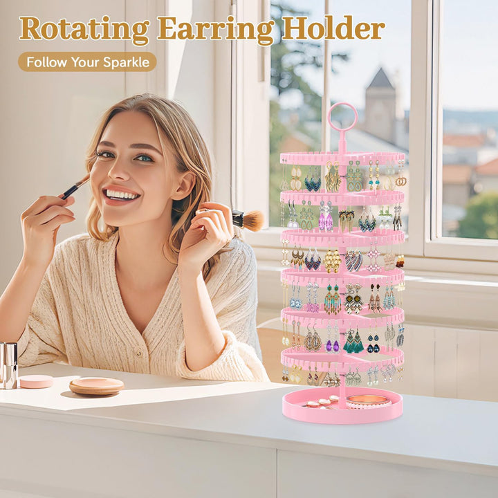 Drehender Ohrring Ständer Halter Organizer Display mit Metalltablett, 6-Stufiger Ladies Verstellbare