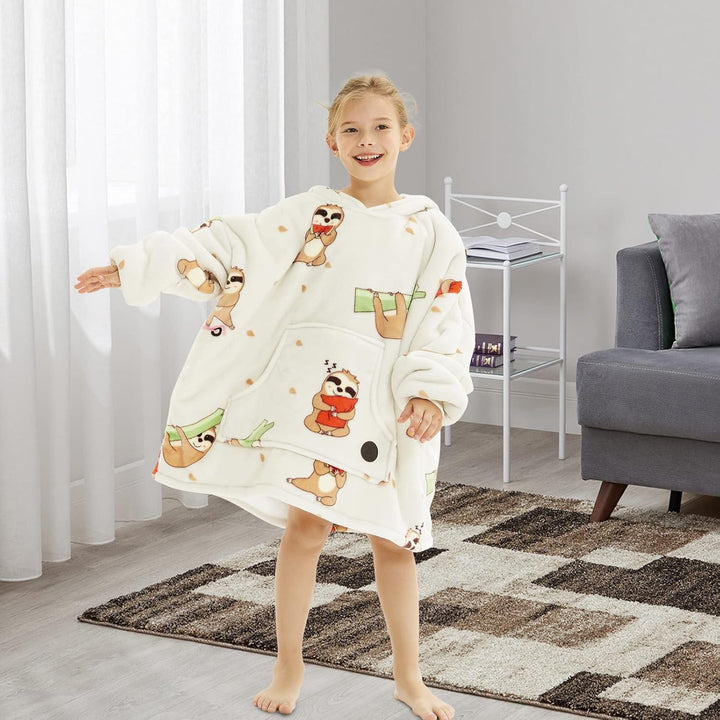 THREE POODLE Decken Hoodie Damen, Oversize Hoodie Decken Pullover Kuschelpullover für Damen Herren K
