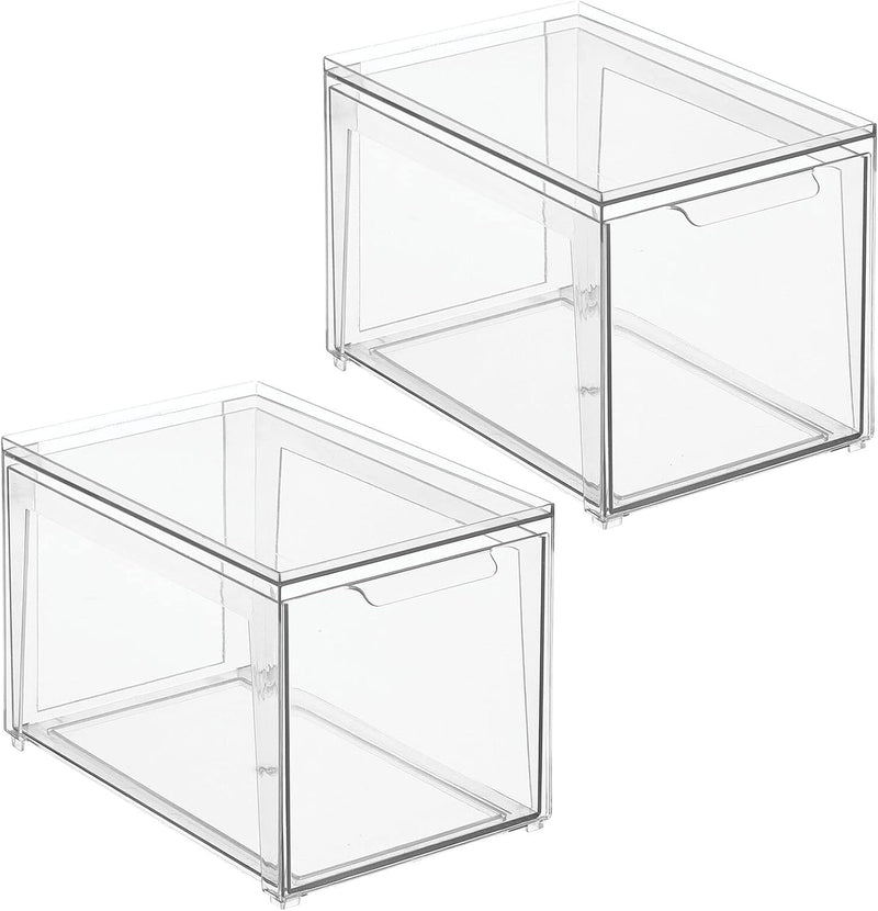 mDesign Aufbewahrungsbox mit Schublade – flache Schubladenbox aus Kunststoff zur Schuhaufbewahrung –