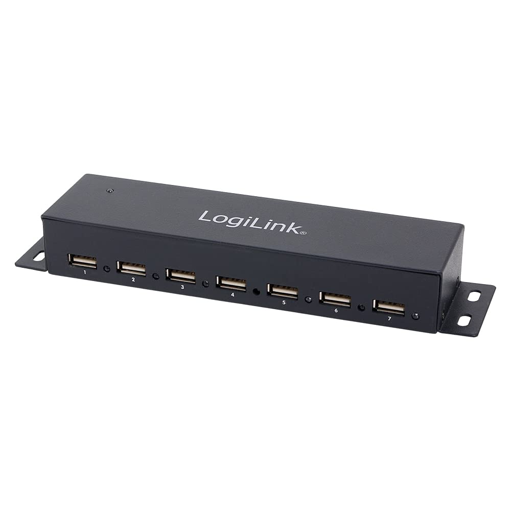 LogiLink UA0148 USB 2.0 HUB 7-port, incl. Power Display, Full Metal Housing Single, Single
