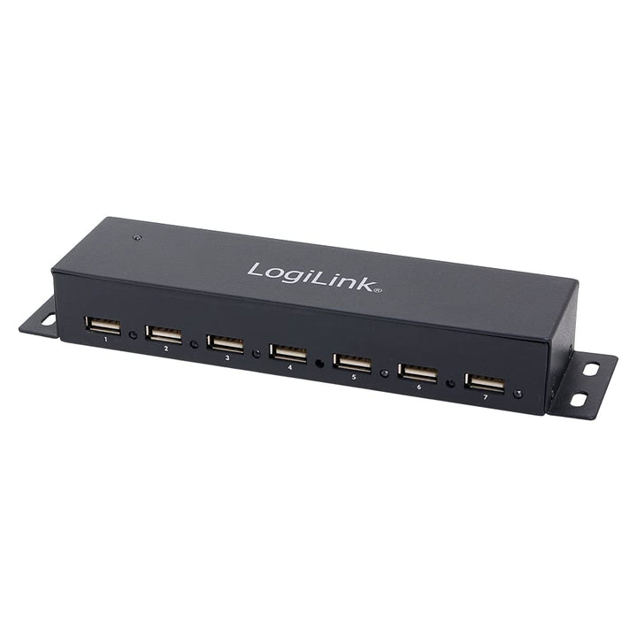 LogiLink UA0148 USB 2.0 HUB 7-port, incl. Power Display, Full Metal Housing Single, Single