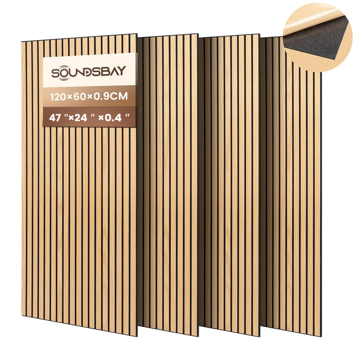 Soundsbay 4 Pack Akustikpaneele Selbstklebend, 120×60×0.9cm (2.88 m²) Akustikplatten Wandpaneele aus