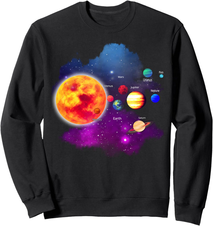 Sonnensystem Motiv mit Sonne Planten Sternen Galaxien Sweatshirt
