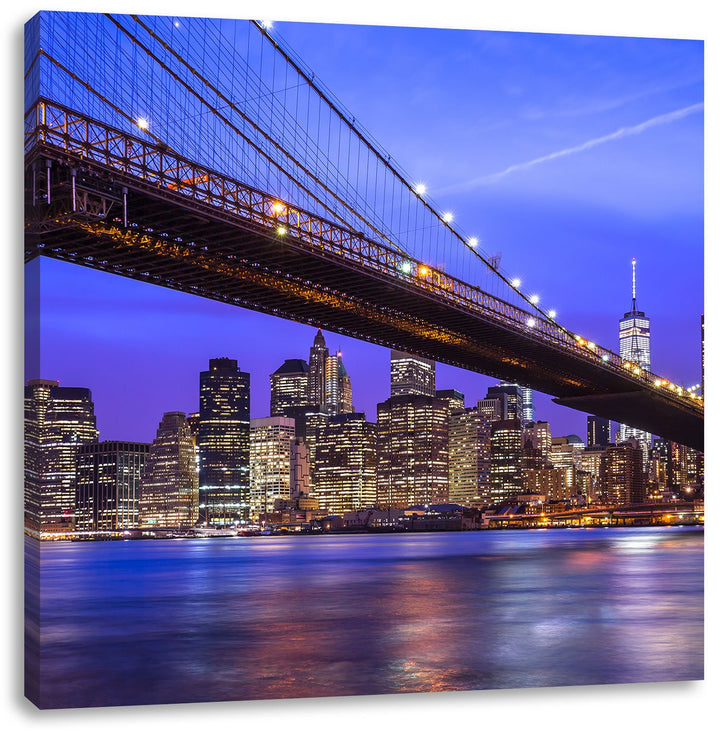 New York Brooklyn Bridge, Format: 70x70 auf Leinwand, XXL riesige Bilder fertig gerahmt mit Keilrahm