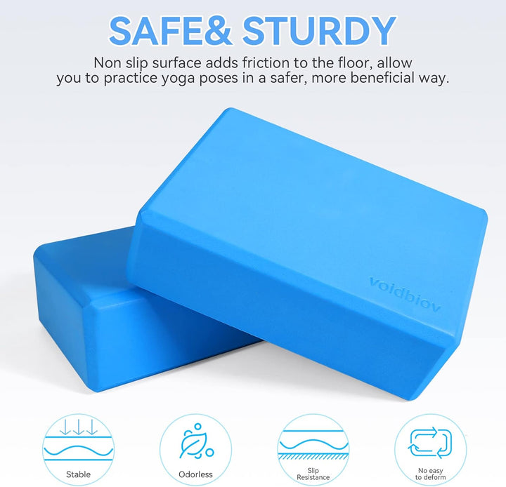voidbiov Yoga blöcke 2er Set 9 "x6 x3, Stabil rutschfest Eva Schaumstoff, Bietet Unterstützung und S