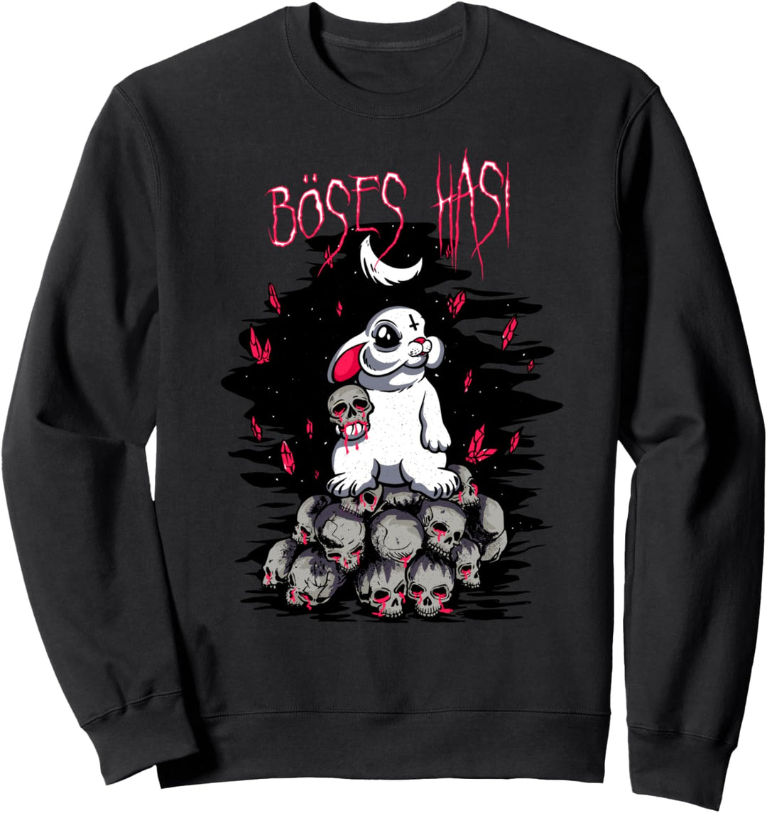Böses Hasi Okkult Satan Totenkopf Halloween Kostüm Fasching Sweatshirt