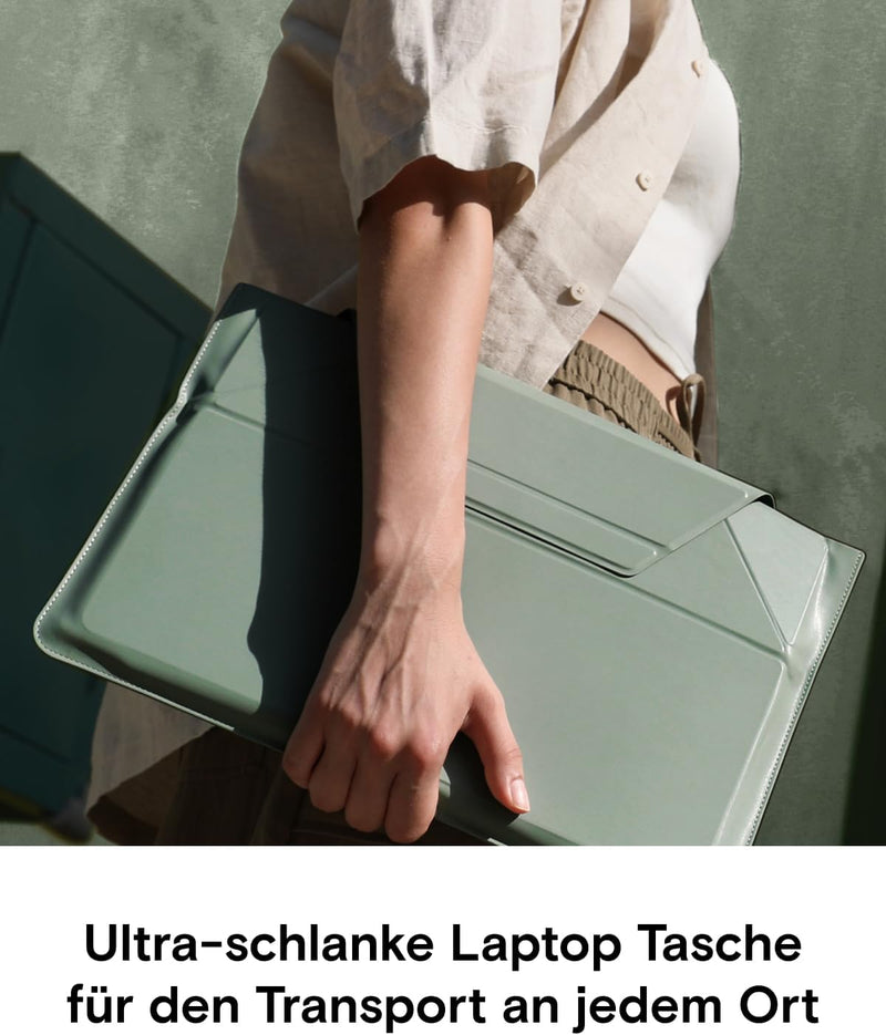 MOFT Laptop Hülle Tasche & Laptop Ständer für 15-16 Zoll Notebook, Laptoptasche aus Kunstleder mit 2