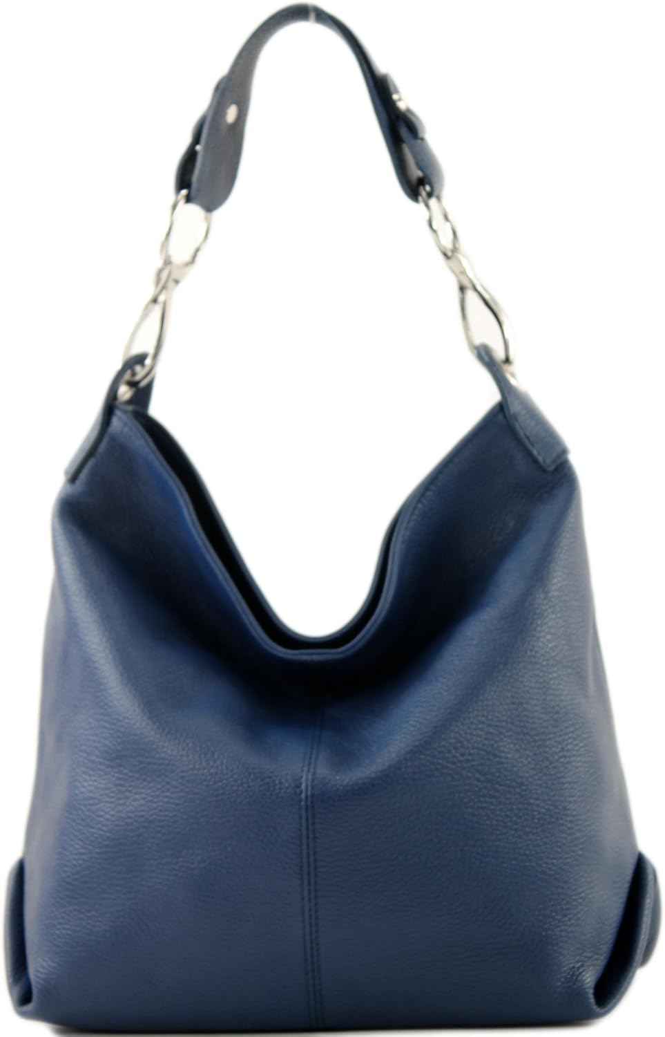 modamoda de T168 Damen Leder Schultertasche, handmade in Italy Saphirblau, Saphirblau