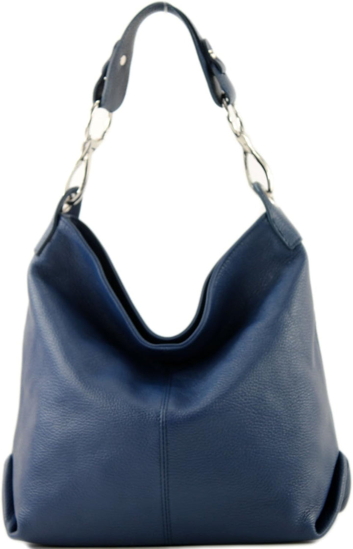 modamoda de T168 Damen Leder Schultertasche, handmade in Italy Saphirblau, Saphirblau
