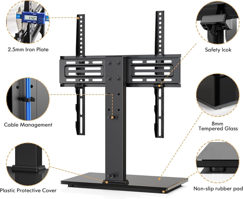 FITUEYES TV Standfuss TV Ständer für 27-55 Zoll LCD LED OLED Plasma Flach & Curved Fernseher Höhenve