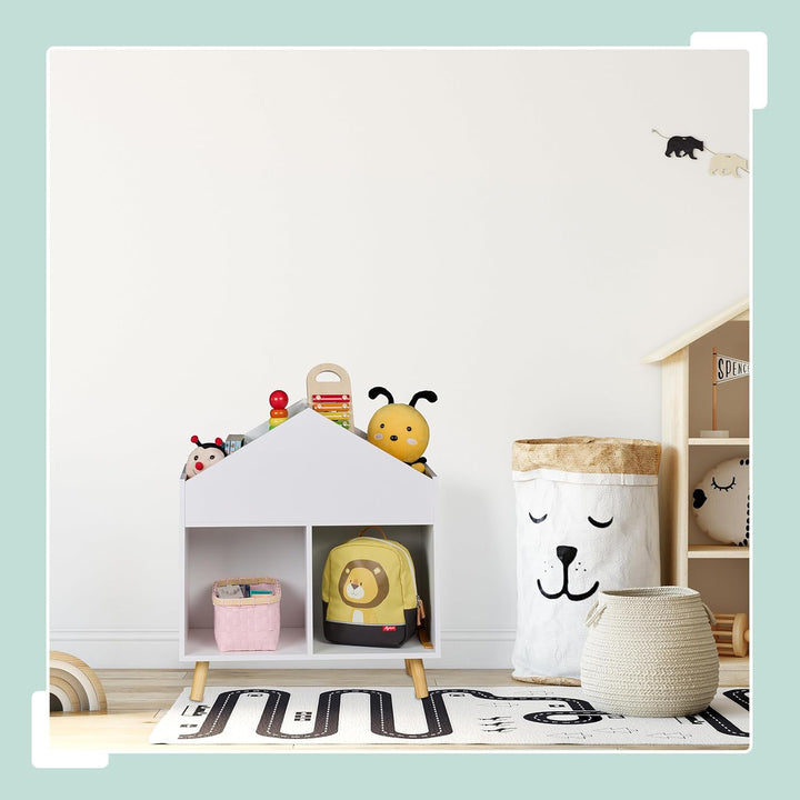 Relaxdays Kinderregal Haus, HxBxT: 64,5 x 60 x 30 cm, 6 Fächer, Aufbewahrungsregal Kinderzimmer, Hau