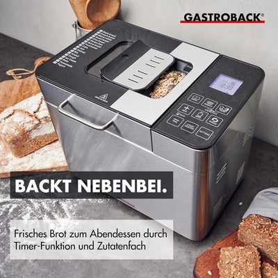 Gastroback 42823 Design Brotbackautomat Advanced, Edelstahl Brotbackmaschine 18 Programme, automatis