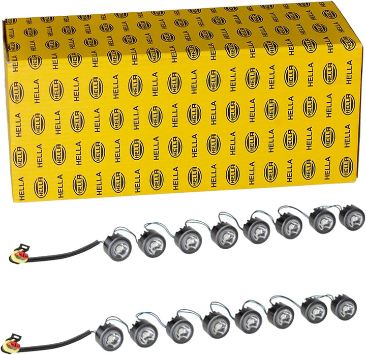 HELLA - LED-Tagfahrleuchtensatz - LEDayFlex - 12/24V - rund - Einbau - Lichtscheibenfarbe: glasklar