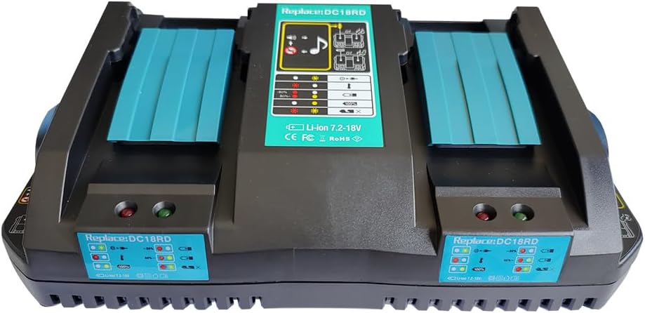 18V DC18RD Dual Ports Ladegerät Ersatz für Makita 14.4V-18V Lithium-Ionen Akku BL1415 BL1430 BL1830