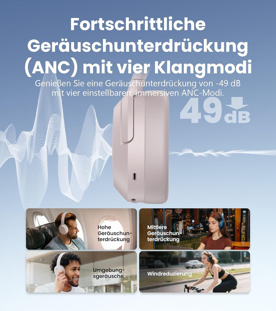 Edifier W820NB Plus Gen 2 Faltbarer Bluetooth V6.1 Over-Ear-Kopfhörer mit -49 dB Geräuschunterdrücku