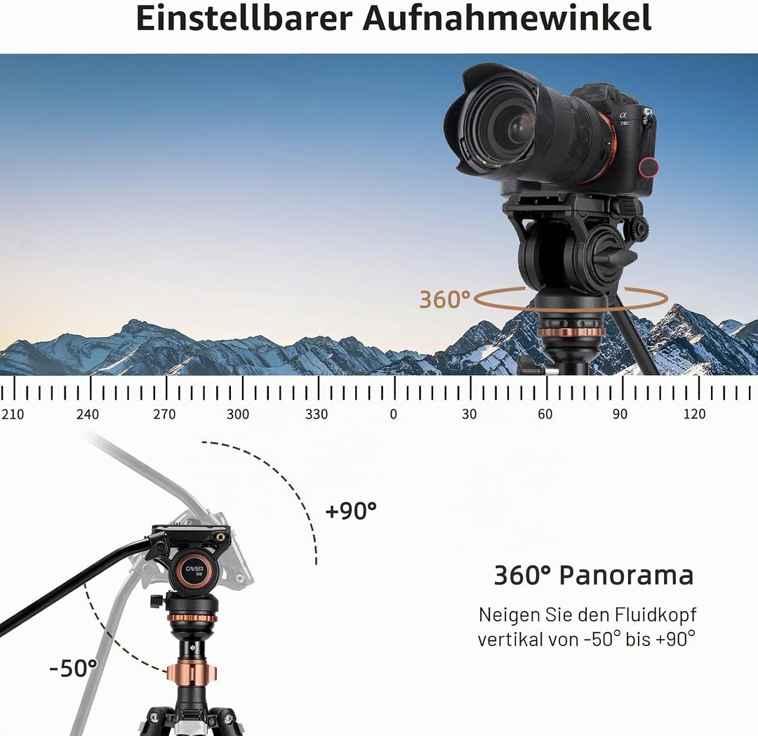 Professionelles Video-Stativ-Einbeinstativ-Kit, Cayer AF2451 67-Zoll-Aluminium-Teleskop-Flip-Lock-St