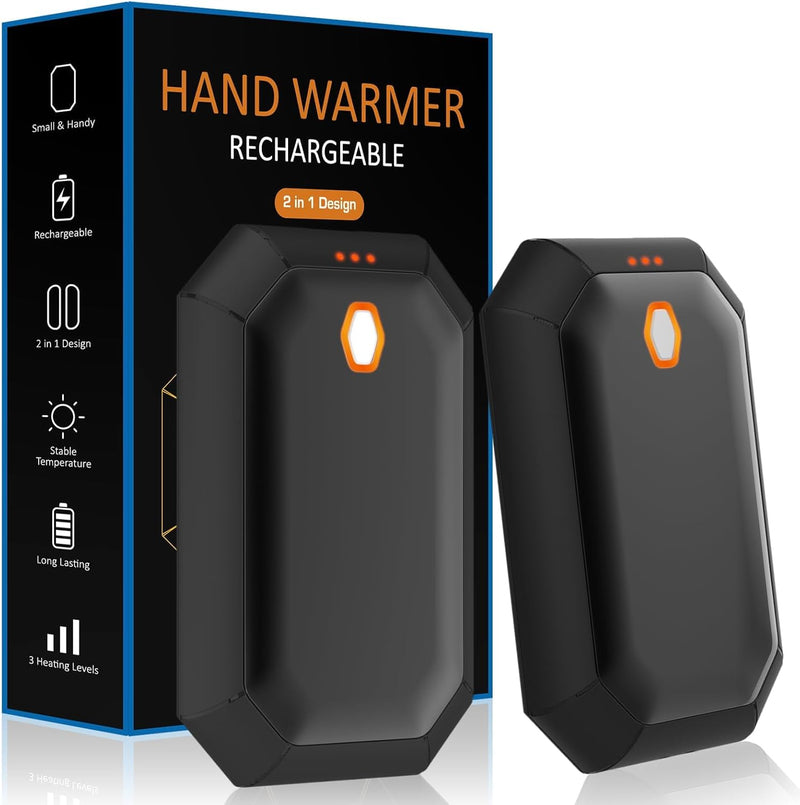 Handwärmer Wiederaufladbar,2er 4000mAh Elektrischer Tragbarer Taschenheizer, Ideal für Outdoor-Sport