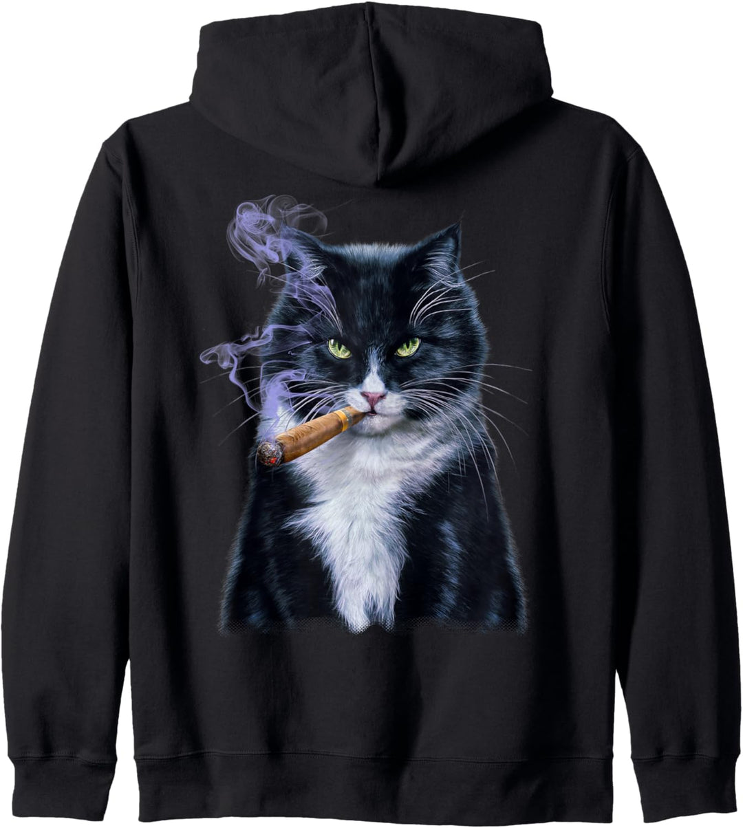 Bicolor Katze mit Zigarre Kapuzenjacke