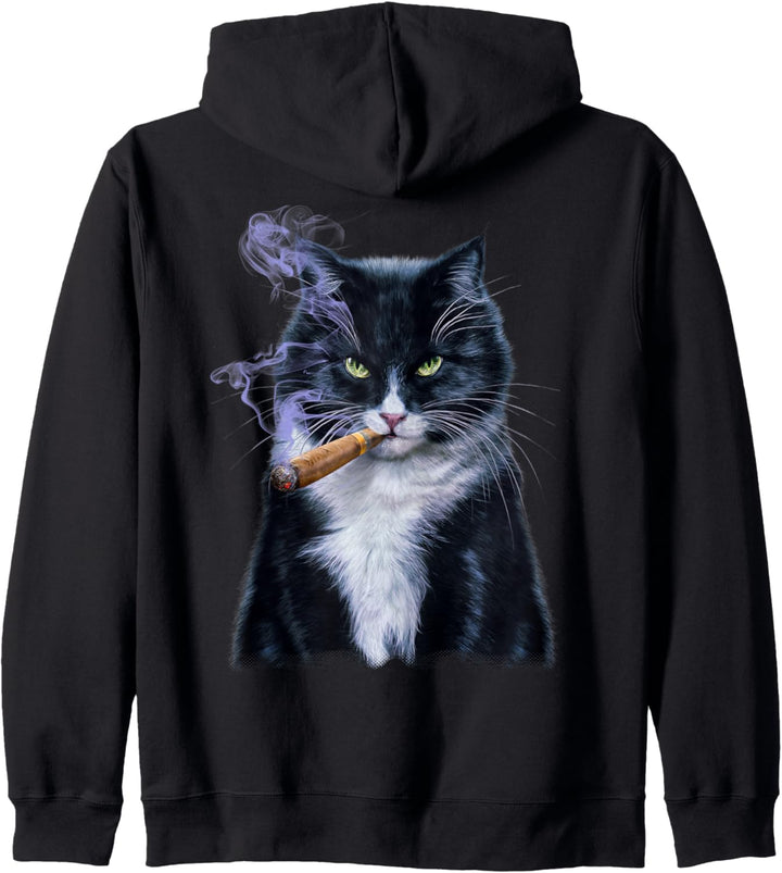 Bicolor Katze mit Zigarre Kapuzenjacke