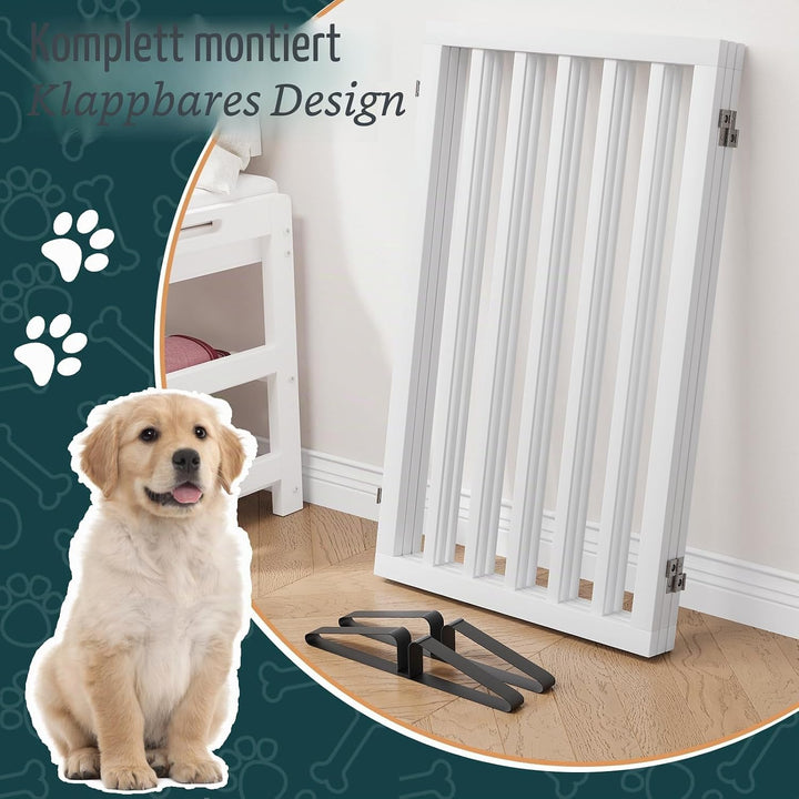 81,3 cm H extra hohes freistehendes Hundegitter, 3 Paneele, Bambusholz, Haustiergitter mit 2 Metalls