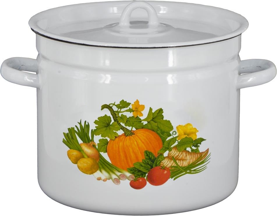Emaille Kochtopf Topf 7 Liter mit Motiv ca 23cm Durchmesser/Retro Nostalgie Geschirr