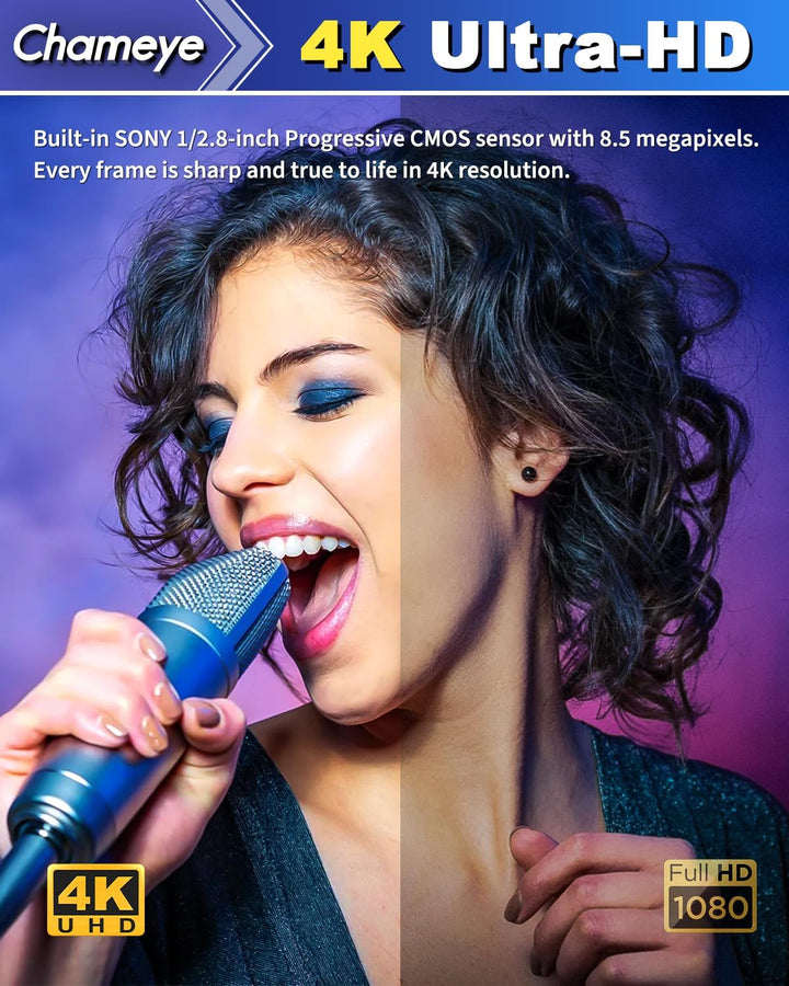 Chameye 4K PTZ Kamera 20x Optischer Zoom mit HDMI, USB3.0 Plug und Play, LAN(PoE) für Videokonferenz