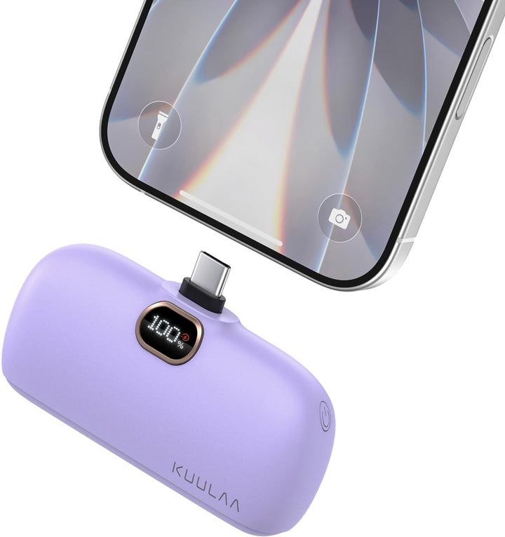 Kuulaa Mini Powerbank 5000mAh, Klein Power Bank USB C 20W PD Externer Akku, Compact LED Digitalanzei