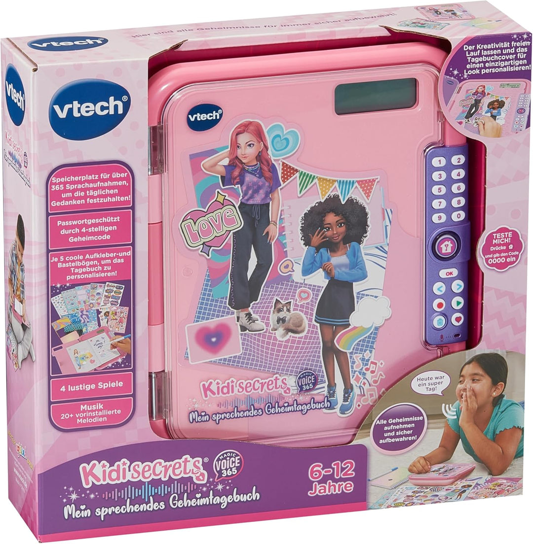 Vtech KidiSecrets – Magic Voice 365 – Das 2-in-1 Tagebuch für Sprachaufnahmen, kreative Spiele und p