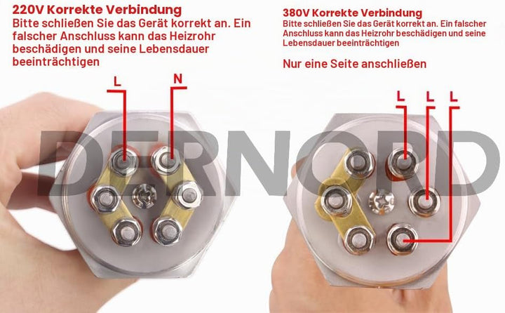 DERNORD 220V 2KW 1-1/2 Zoll Heizelement 3U Warmwasserbereiter BSP Edelstahl Flansch Heizstab und Dec